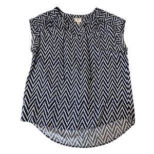 St. John's Bay Navy and White Patterned Top Women's Size Medium